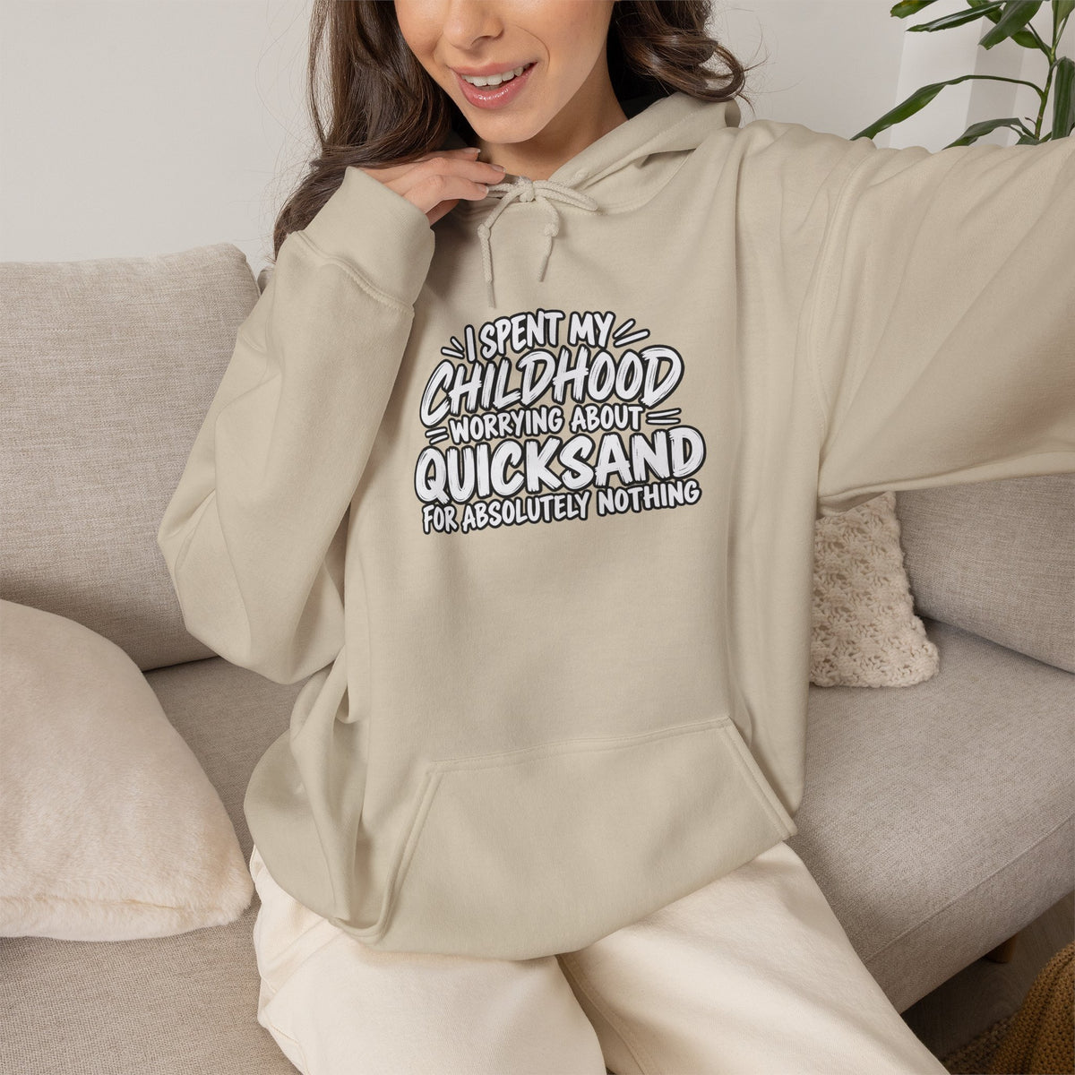 I Spent My Childhood Worrying About Quicksand Retro Graphic Hoodie
