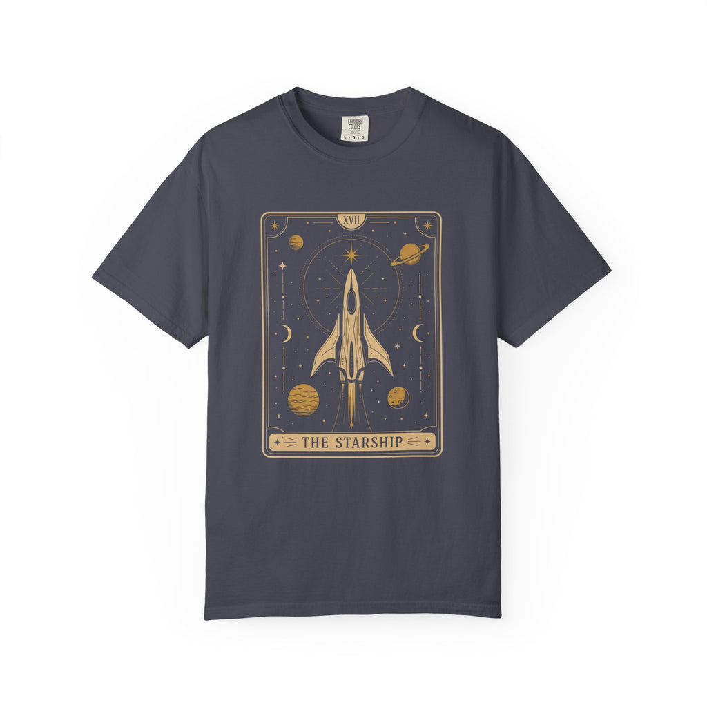 Starship Tarot Graphic T-Shirt — "The Starship" Vintage Space Tee - Mutantur Labs LLC