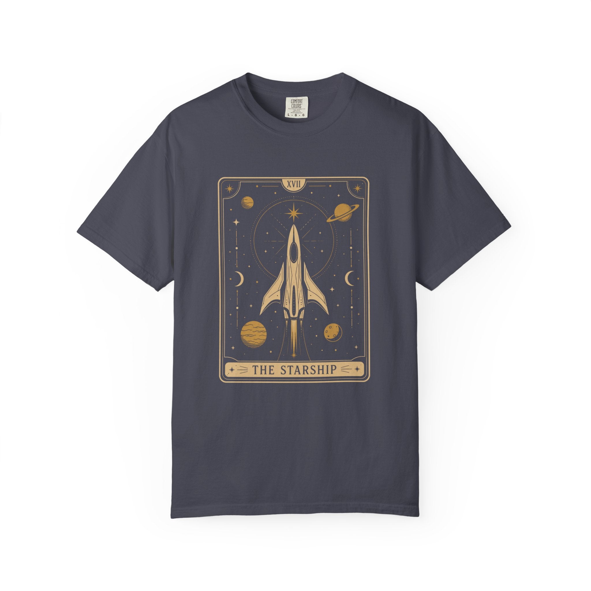 Starship Tarot Graphic T-Shirt — "The Starship" Vintage Space Tee - Mutantur Labs LLC