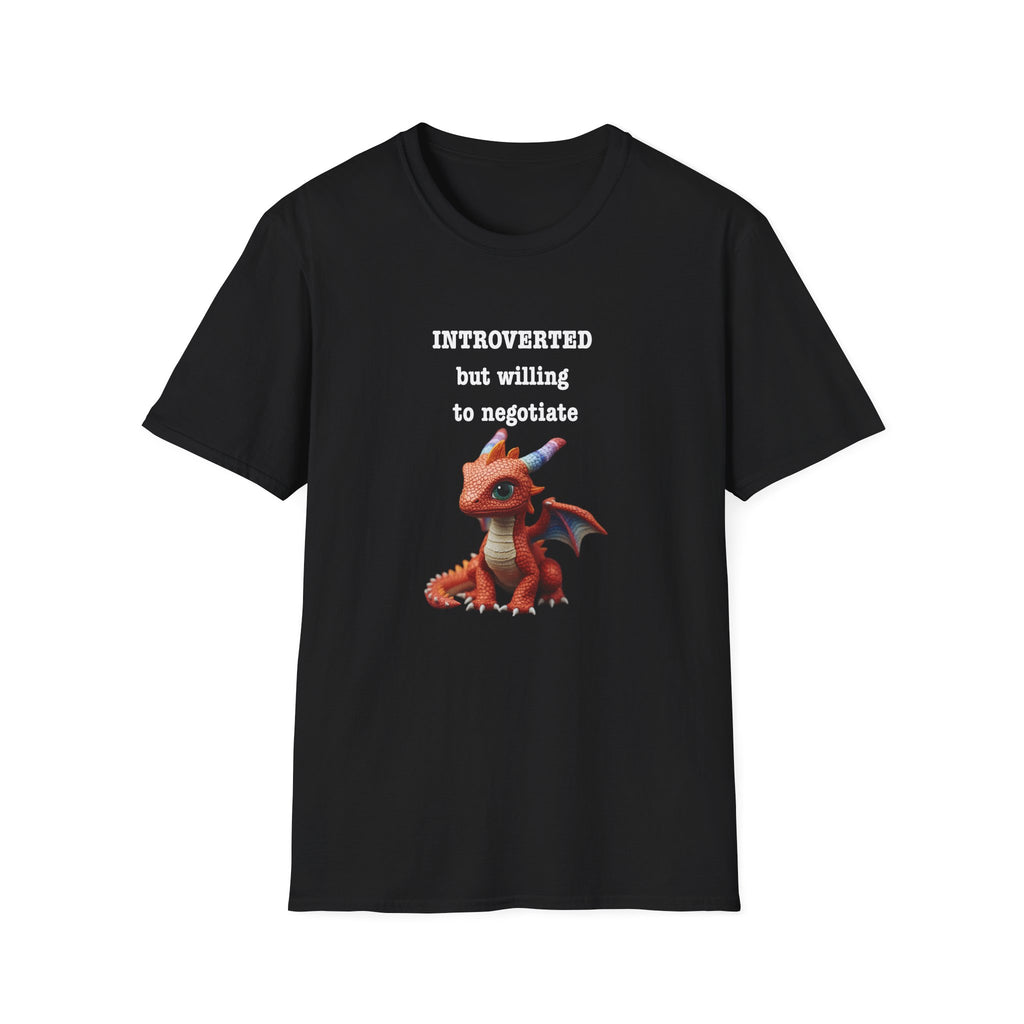 Introverted but Willing to Negotiate T-Shirt — Cute Dragon Graphic Tee - Mutantur Labs LLC