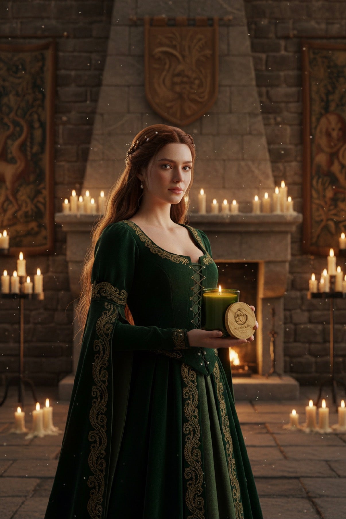Dragon's Rest Emblem Soy Candle — 14oz Scented Candle with Engraved Bamboo Lid - Mutantur Labs LLC