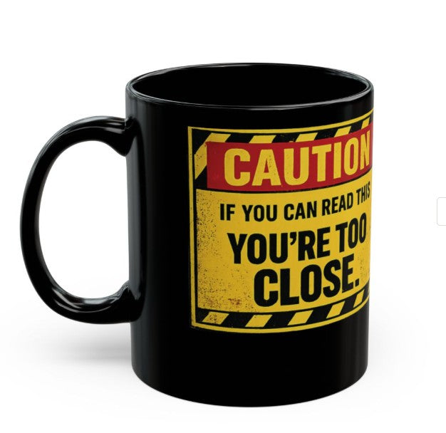 Coffee Threat Level Gauge Mug | Funny Black Ceramic Coffee Cup