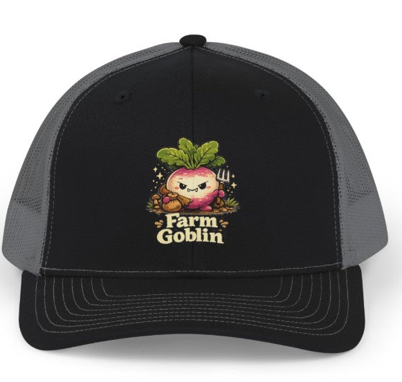 Farm Goblin Trucker Hat | Cute Gardening Snapback | Funny Vegetable Patch Cap - Mutantur Labs LLC