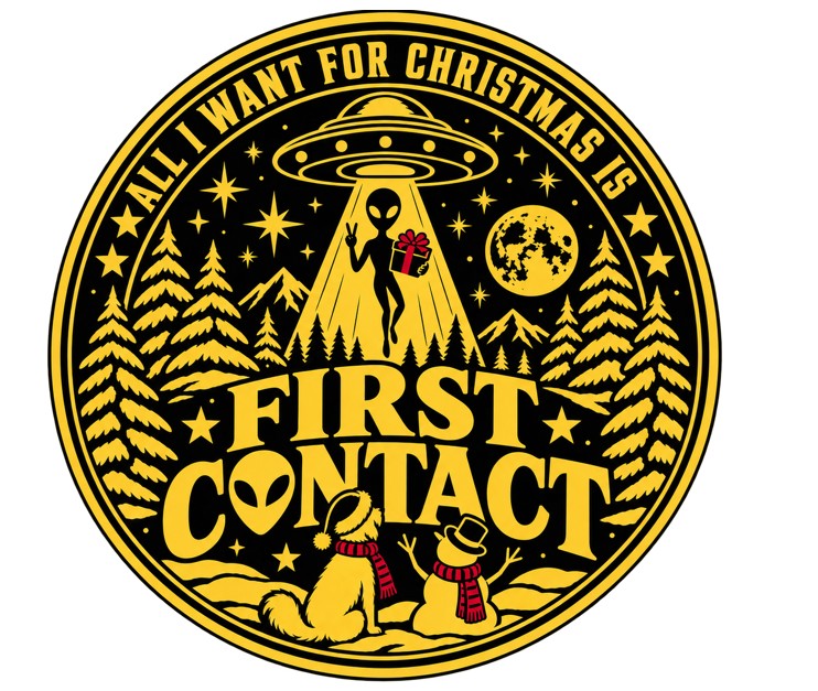 First Contact Hoodie — Retro UFO Alien Graphic Hooded Sweatshirt