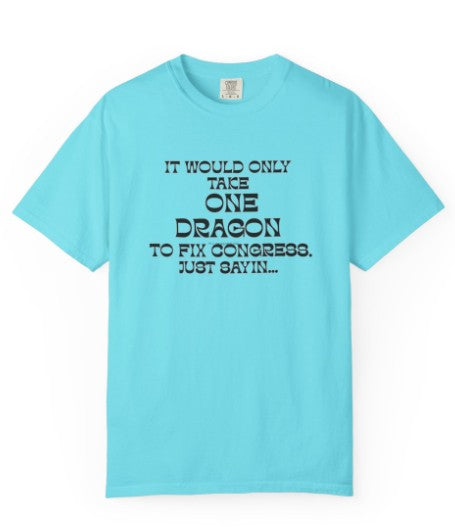 It Would Only Take One Dragon to Fix Congress political tee, side view
