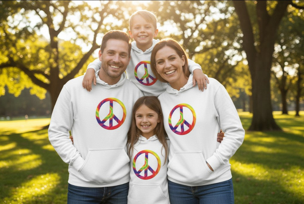 Tie-Dye Peace Sign Hoodie — Rainbow Hippie Peace Symbol Pullover - Mutantur Labs LLC