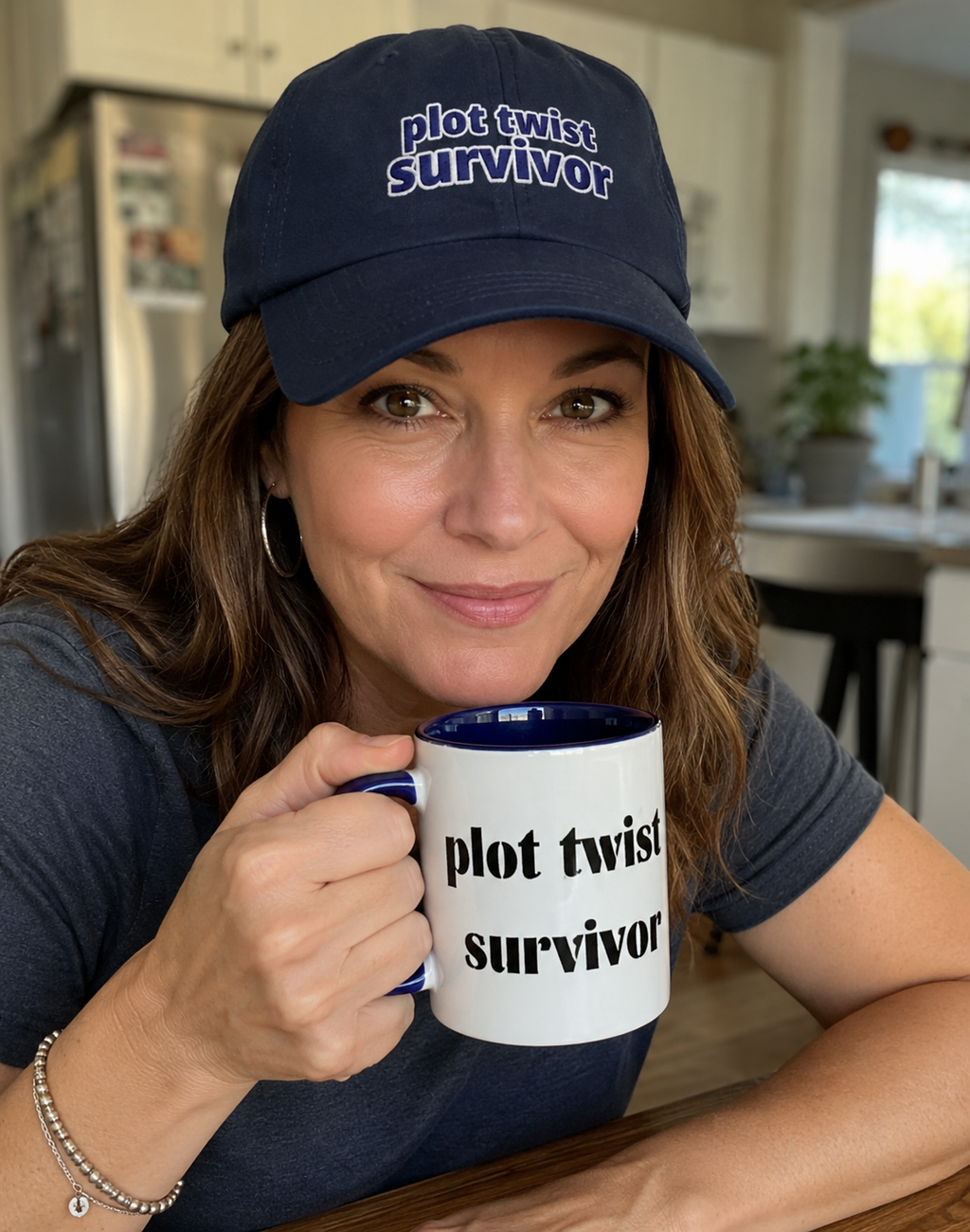 Plot Twist Survivor funny embroidered baseball cap, front view