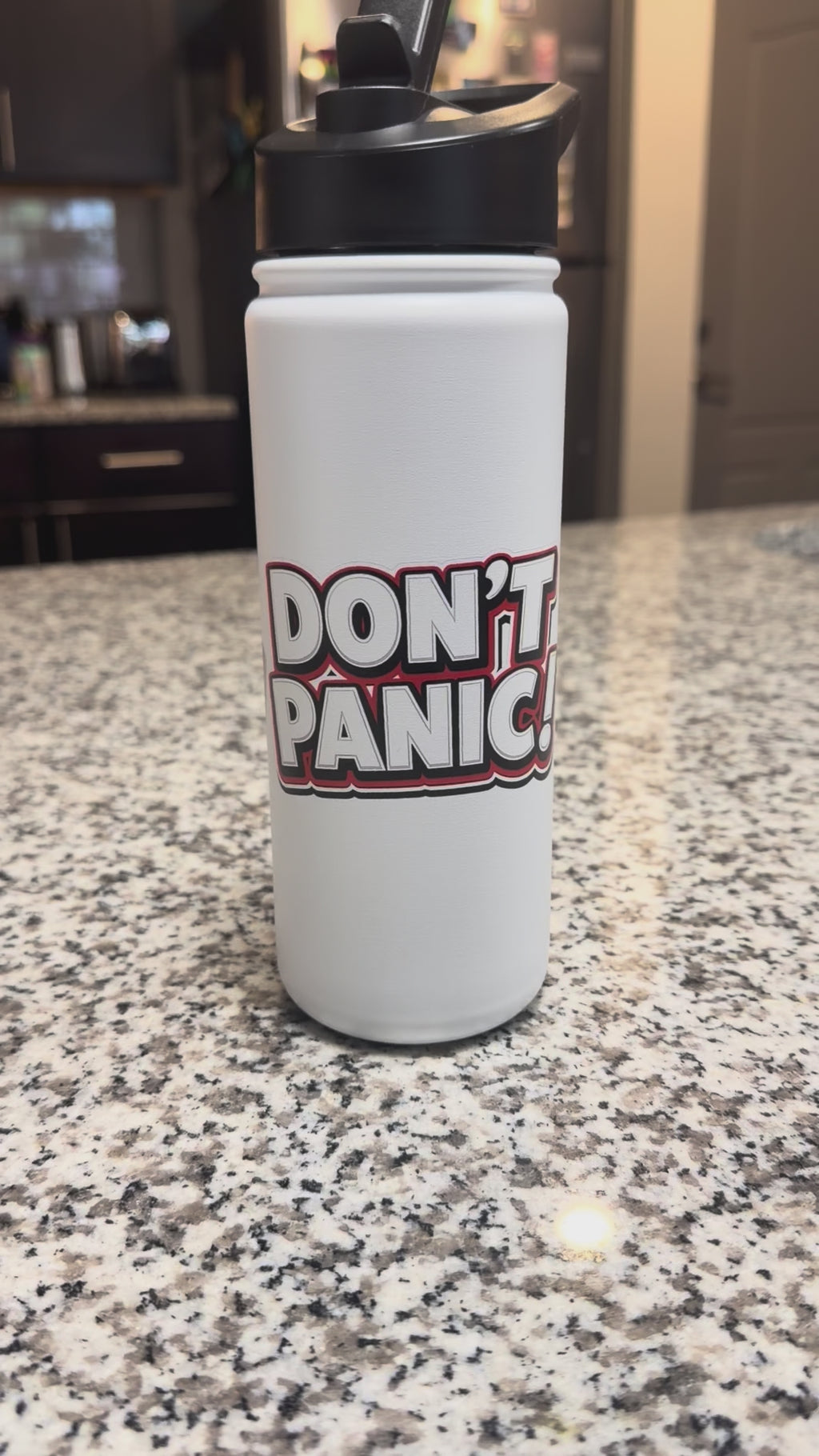 Don’t Panic Stainless Steel Water Bottle — Funny Retro Graphic Insulated Bottle