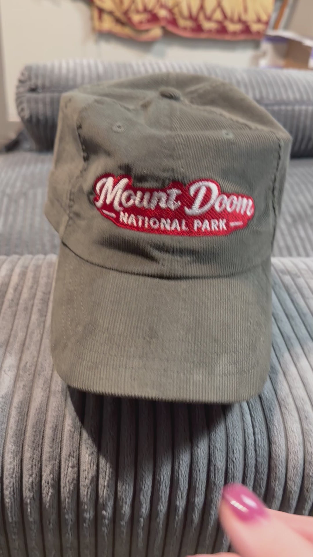 Mount Doom National Park Corduroy Cap — Vintage Embroidered Baseball Hat