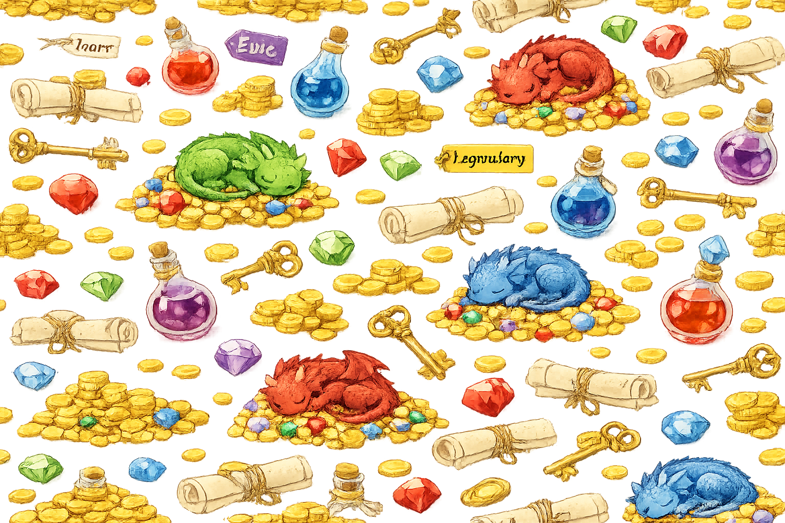 Colorful Cute Sleeping Dragons Gift Wrap Roll – Kids Birthday and Baby Shower Wrapping Paper