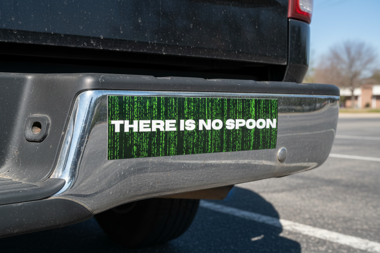 Matrix Inspired Bumper Stickers — Geeky Car Decals for Road Trips and Weird Timelines - Mutantur Labs LLC